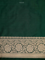 Bottle Green Jaal Uppada Katan Silk Handloom Banarasi Saree - Sacred Weaves