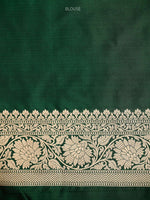 Bottle Green Jaal Uppada Katan Silk Handloom Banarasi Saree - Sacred Weaves
