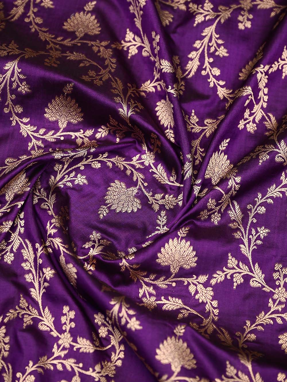Purple Jaal Uppada Katan Silk Handloom Banarasi Saree - Sacred Weaves