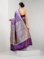 Purple Shikargah Katan Silk Handloom Banarasi Saree - Sacred Weaves