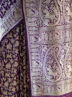 Dark Purple Shikargah Katan Silk Handloom Banarasi Saree