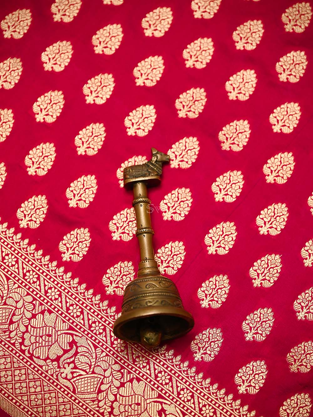 Dark Pink Booti Katan Silk Uppada Handloom Banarasi Saree - Sacred Weaves