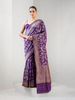 Purple Jaal Katan Silk Handloom Banarasi Saree - Sacred Weaves
