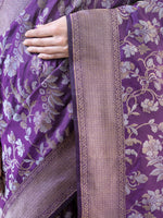 Purple Jaal Katan Silk Handloom Banarasi Saree - Sacred Weaves