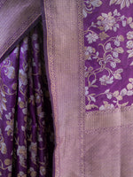 Purple Jaal Katan Silk Handloom Banarasi Saree - Sacred Weaves
