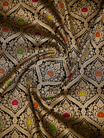 Black Meenakari Brocade Handloom Banarasi Saree - Sacred Weaves