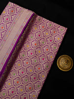 Purple Meenakari Brocade Handloom Banarasi Saree - Sacred Weaves