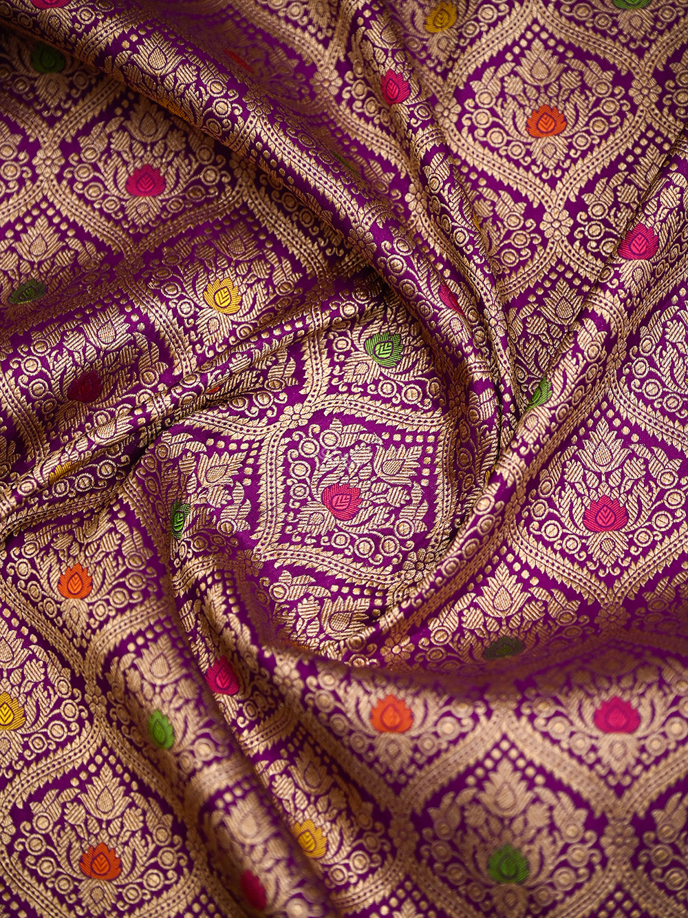 Purple Meenakari Brocade Handloom Banarasi Saree - Sacred Weaves
