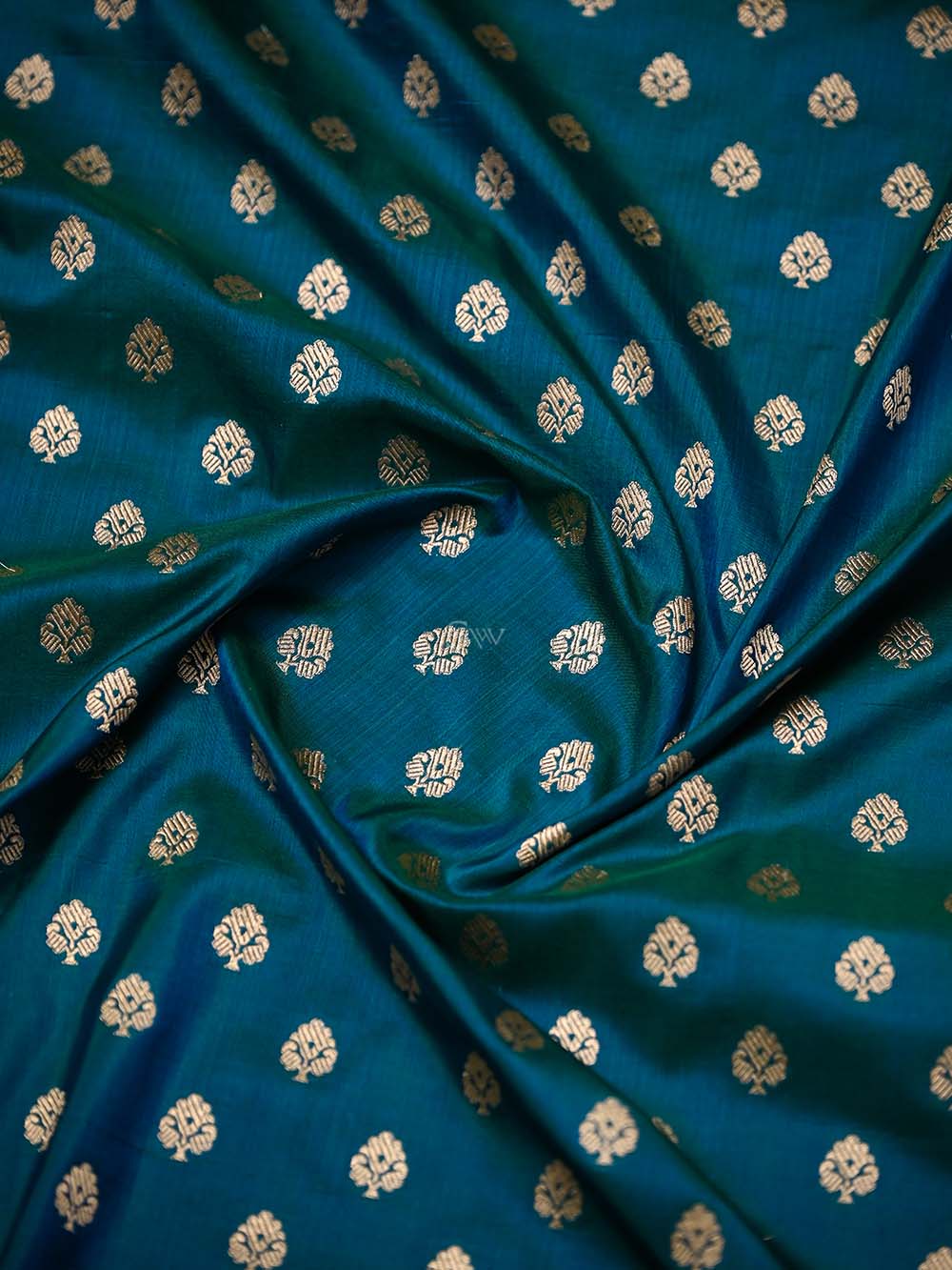 Green Blue Booti Katan Silk Uppada Handloom Banarasi Saree - Sacred Weaves