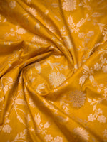 Yellow Jaal Katan Silk Uppada Handloom Banarasi Saree - Sacred Weaves