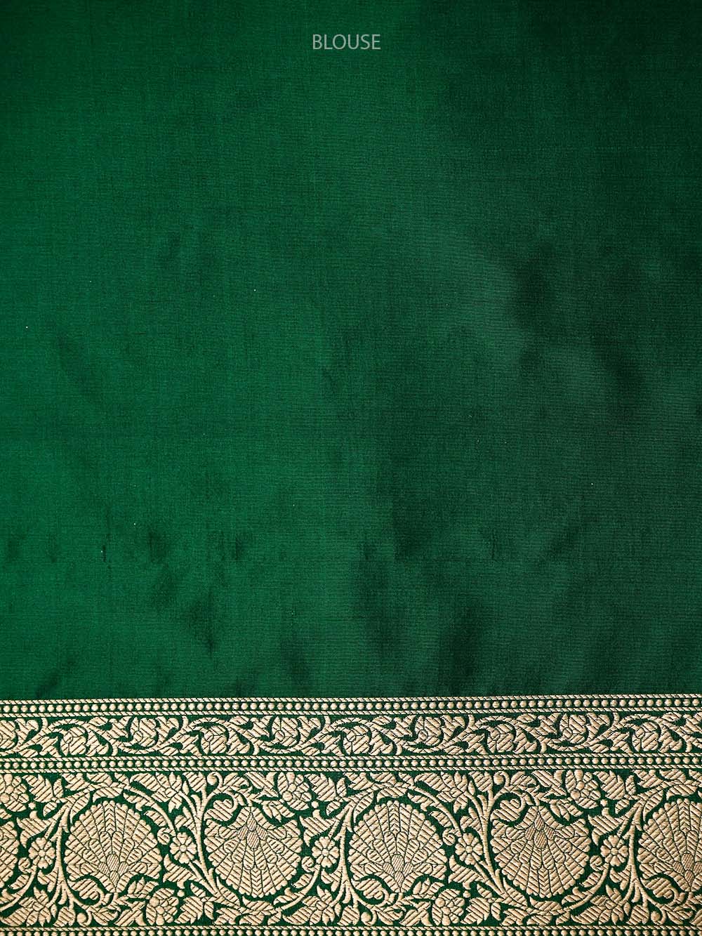 Bottle Green Booti Katan Silk Uppada Handloom Banarasi Saree - Sacred Weaves