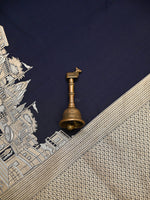 Navy Blue Katan Silk Handloom Banarasi Saree - Sacred Weaves