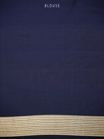 Navy Blue Katan Silk Handloom Banarasi Saree - Sacred Weaves