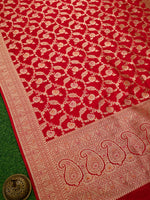Red Meenakari Jaal Uppada Katan Silk Handloom Banarasi Saree - Sacred Weaves