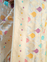 White Rangkat Katan Silk Handloom Banarasi Saree - Sacred Weaves