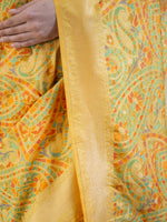 Yellow Jaal Katan Silk Handloom Banarasi Saree - Sacred Weaves