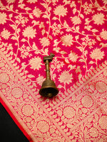 Pink Orange Jaal Katan Silk Uppada Handloom Banarasi Saree - Sacred Weaves