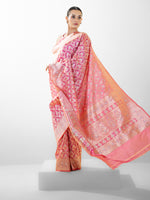 Pink Uppada Katan Silk Handloom Banarasi Saree - Sacred Weaves