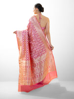 Pink Uppada Katan Silk Handloom Banarasi Saree - Sacred Weaves