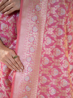 Pink Uppada Katan Silk Handloom Banarasi Saree - Sacred Weaves