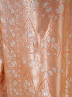 Coral Pink Uppada Katan Silk Handloom Banarasi Saree - Sacred Weaves