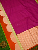 Magenta Plain Tussar Silk Handloom Banarasi Saree - Sacred Weaves