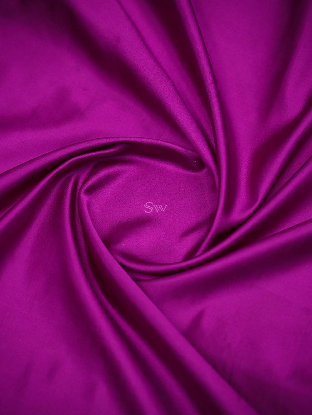 Dark Magenta Plain Satin Silk Handloom Banarasi Saree - Sacred Weaves