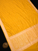 Yellow Booti Katan Silk Uppada Handloom Banarasi Saree - Sacred Weaves
