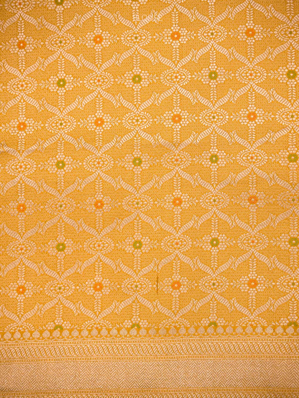 Yellow Booti Katan Silk Uppada Handloom Banarasi Saree - Sacred Weaves