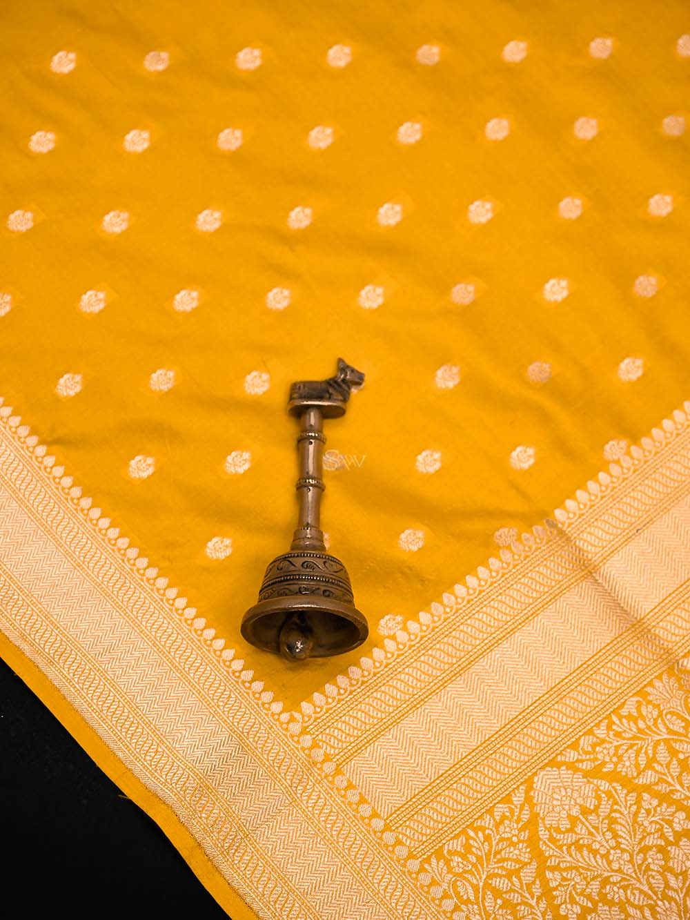 Yellow Booti Katan Silk Uppada Handloom Banarasi Saree - Sacred Weaves