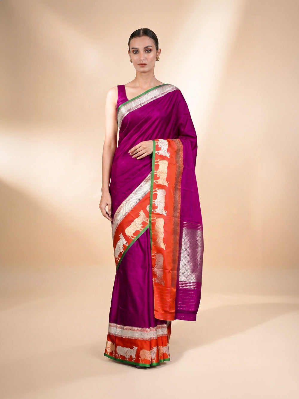 Dark Magenta Satin Silk Handloom Banarasi Saree - Sacred Weaves