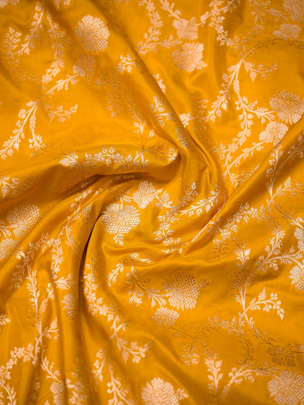 Yellow Jaal Katan Silk Uppada Handloom Banarasi Saree - Sacred Weaves