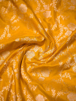 Yellow Jaal Katan Silk Uppada Handloom Banarasi Saree - Sacred Weaves