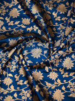Midnight Blue Jaal Uppada Katan Silk Handloom Banarasi Saree - Sacred Weaves