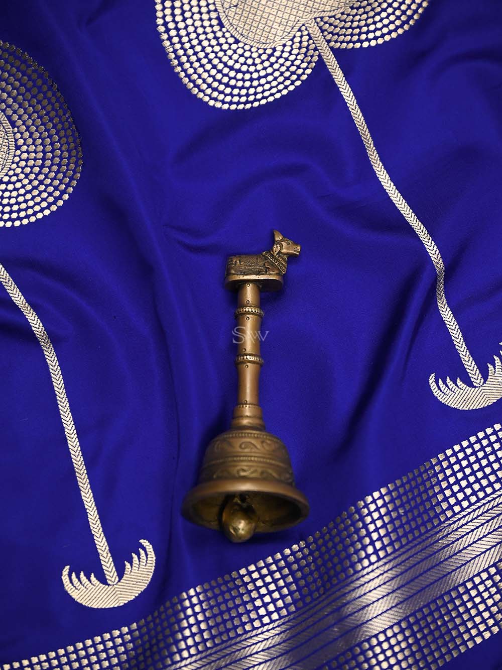 Purple Plain Satin Silk Handloom Banarasi Saree - Sacred Weaves
