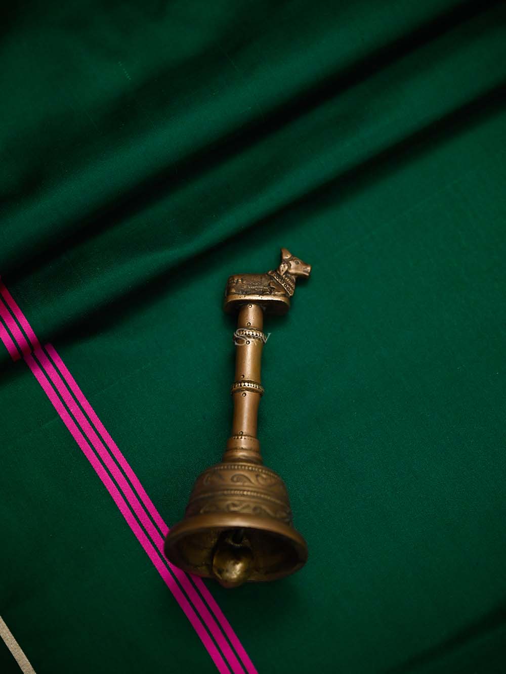 Bottle Green Plain Satin Silk Handloom Banarasi Saree - Sacred Weaves
