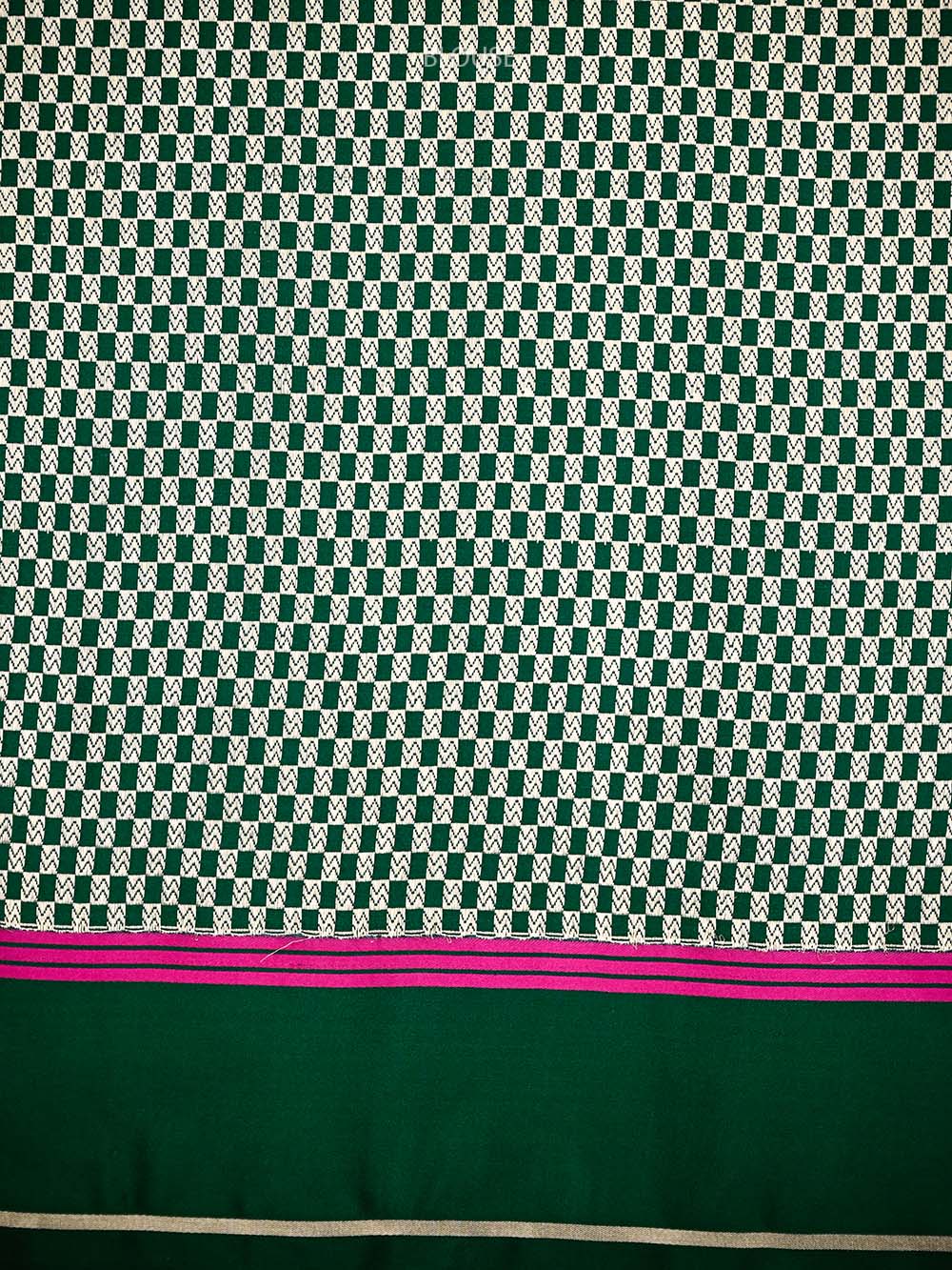 Bottle Green Plain Satin Silk Handloom Banarasi Saree - Sacred Weaves