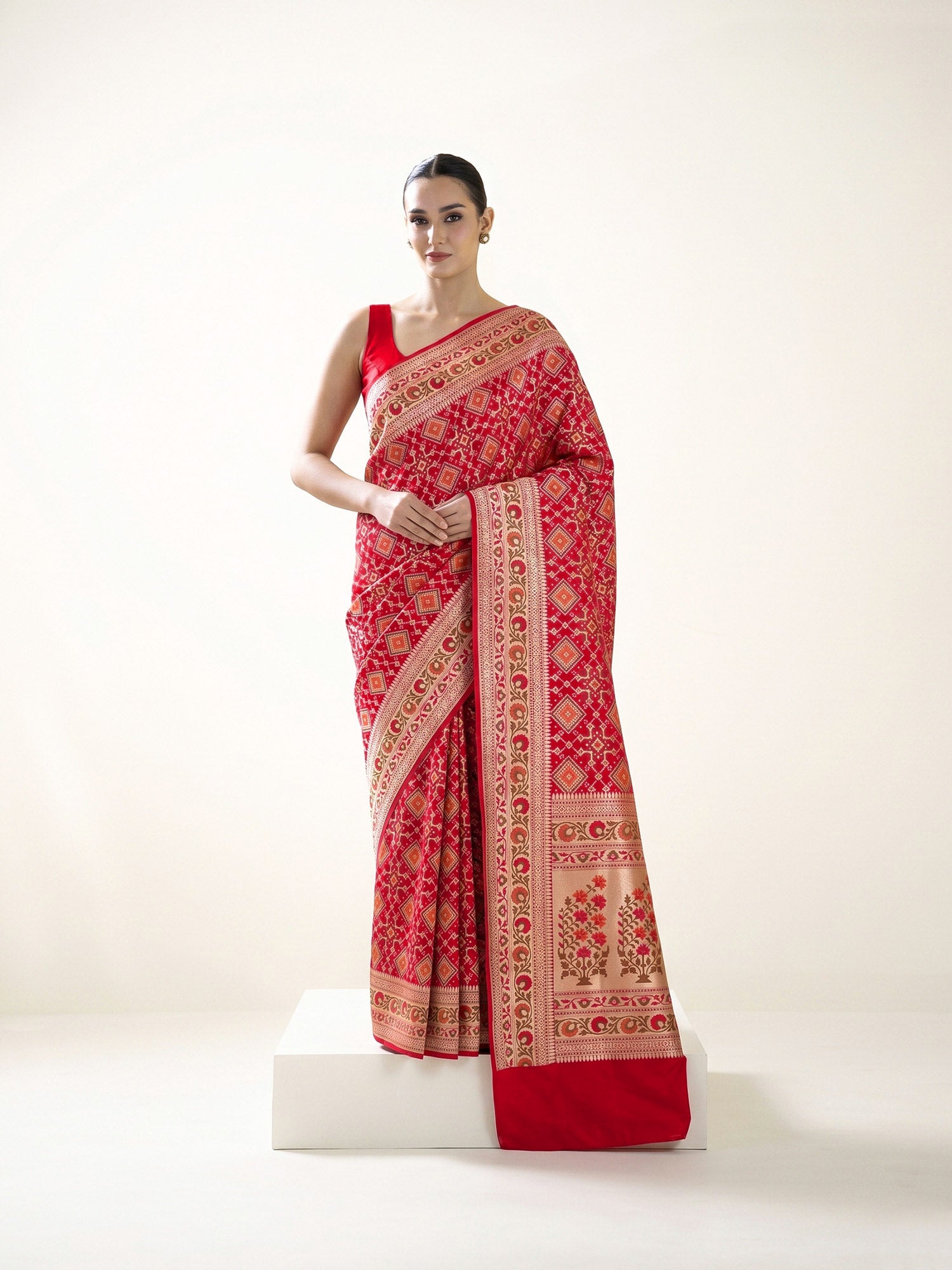 Dark Pink Paithani Meenakari Katan Silk Handloom Banarasi Saree - Sacred Weaves