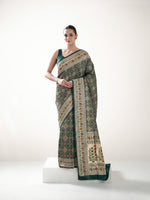Bottle Green Paithani Meenakari Katan Silk Handloom Banarasi Saree
