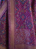 Dark Purple Jaal Katan Silk Handloom Banarasi Saree - Sacred Weaves