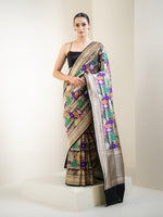 Black Rangkat Katan Silk Handloom Banarasi Saree - Sacred Weaves