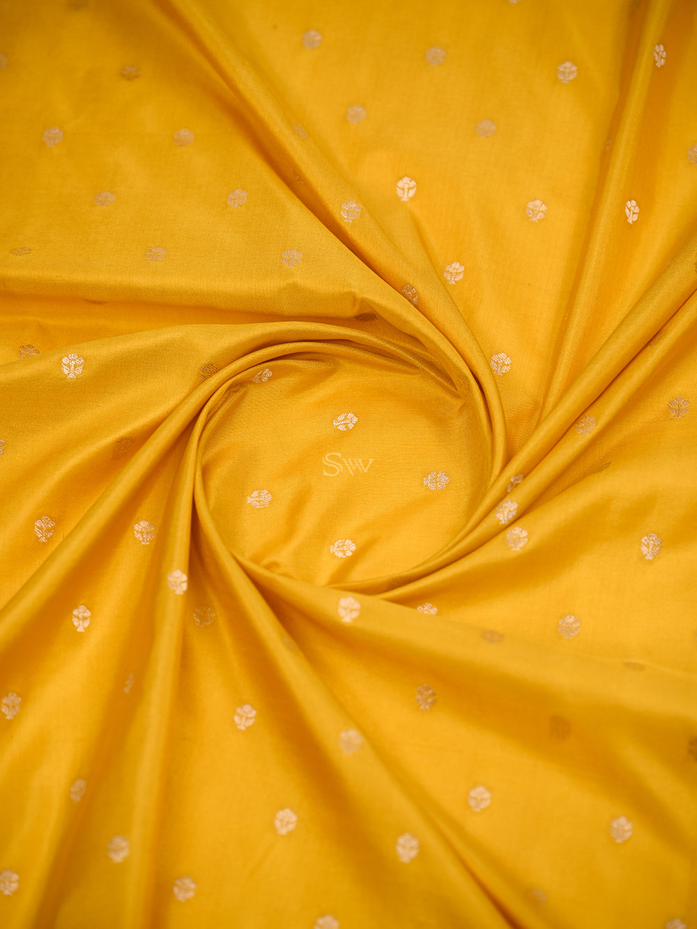 Yellow Zari Booti Katan Silk Uppada Handloom Banarasi Saree - Sacred Weaves
