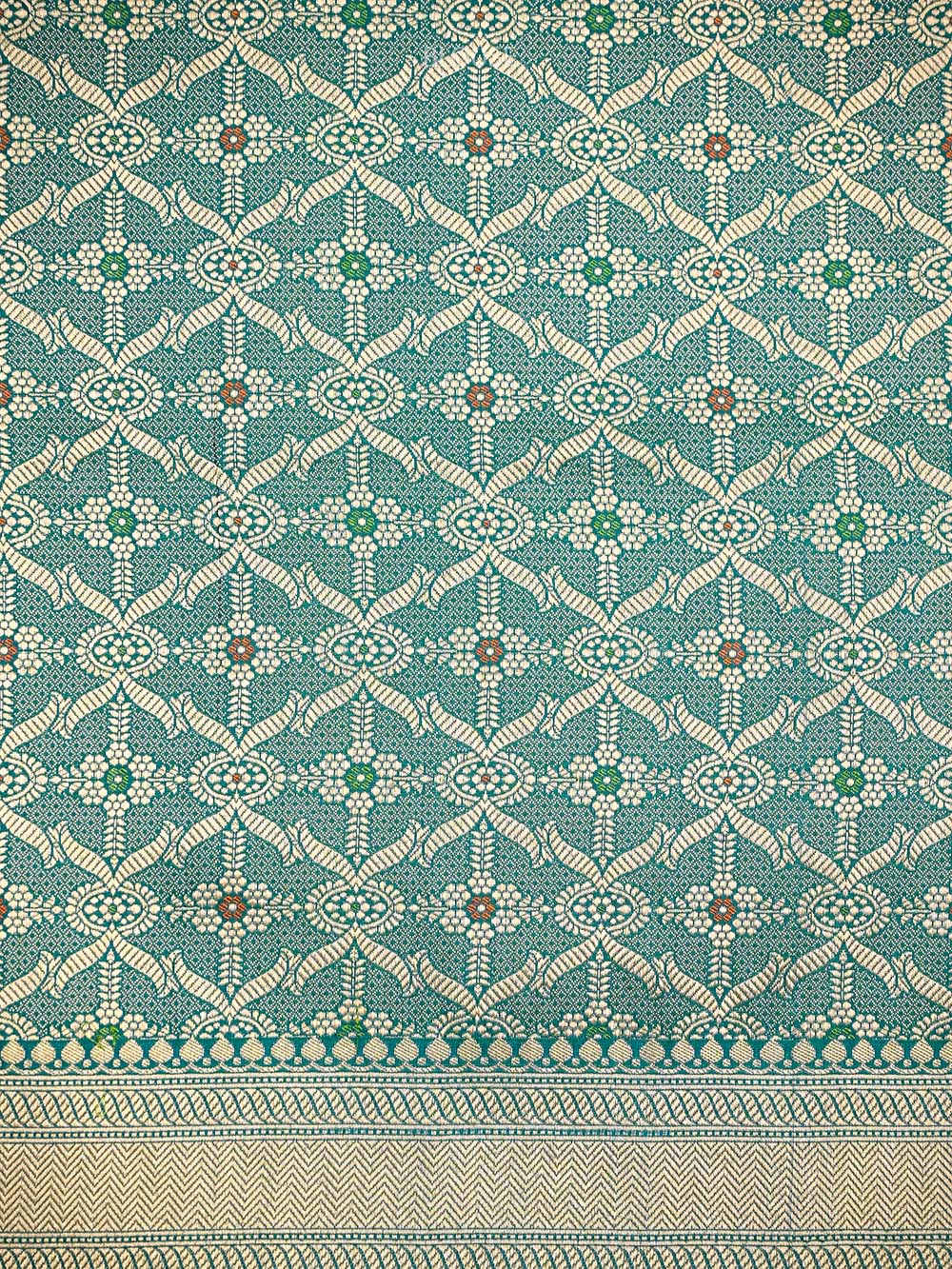 Peacock Green Booti Katan Silk Uppada Handloom Banarasi Saree - Sacred Weaves