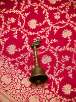 Dark Pink Jaal Katan Silk Uppada Handloom Banarasi Saree - Sacred Weaves
