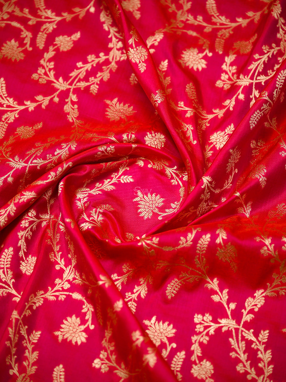 Pink Orange Jaal Katan Silk Uppada Handloom Banarasi Saree - Sacred Weaves