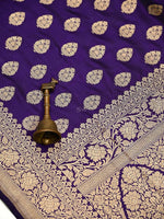 Voilet Booti Katan Silk Uppada Handloom Banarasi Saree - Sacred Weaves