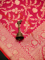 Pink Orange Jaal Katan Silk Uppada Handloom Banarasi Saree - Sacred Weaves