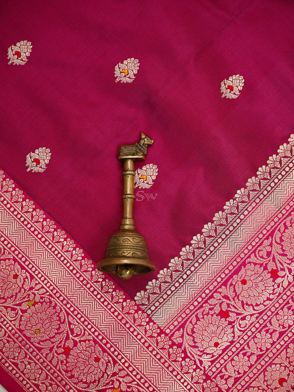 Dark Magenta Meenakari Booti Katan Silk Handloom Banarasi Saree - Sacred Weaves