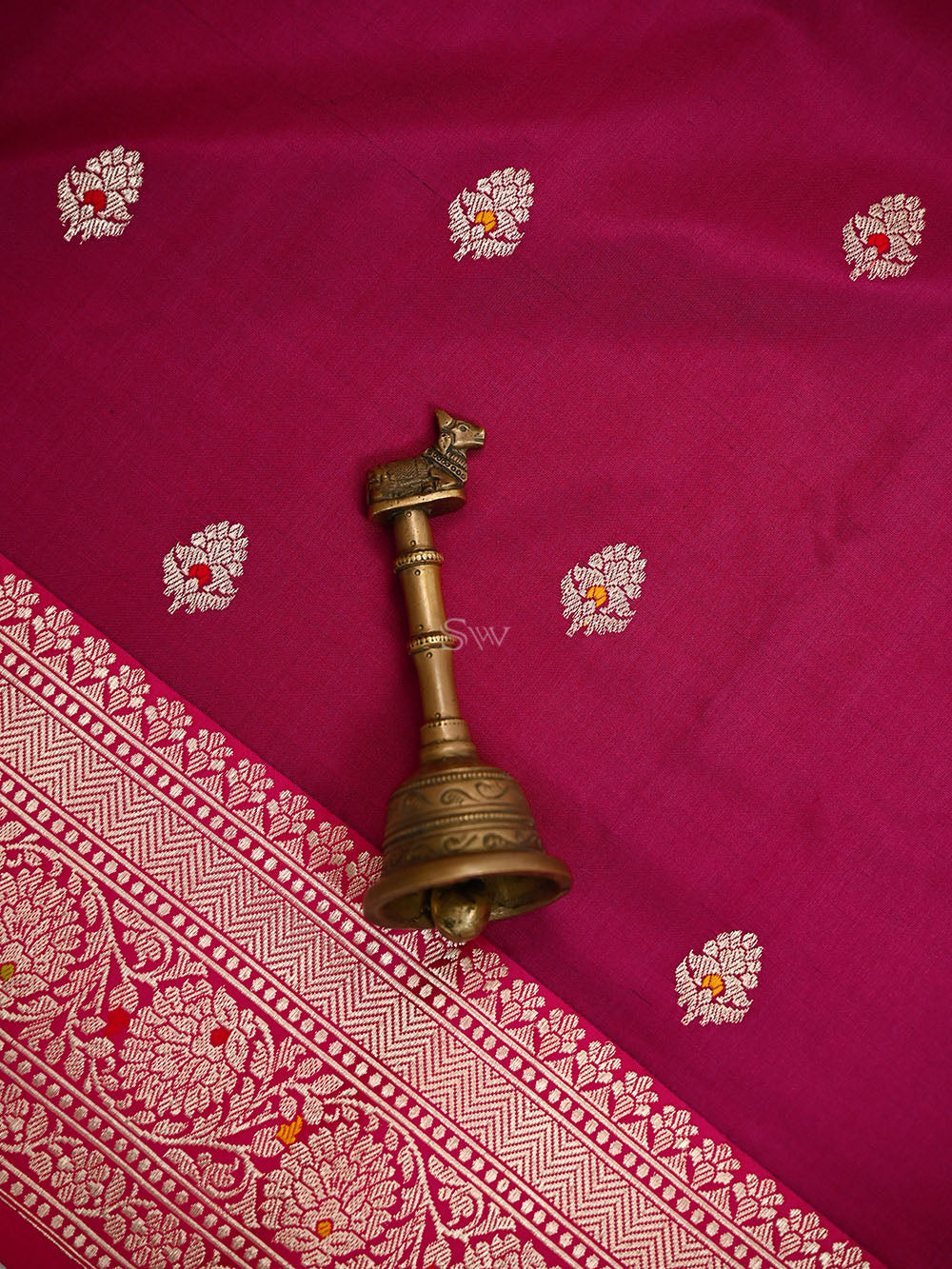 Dark Magenta Meenakari Booti Katan Silk Handloom Banarasi Saree - Sacred Weaves