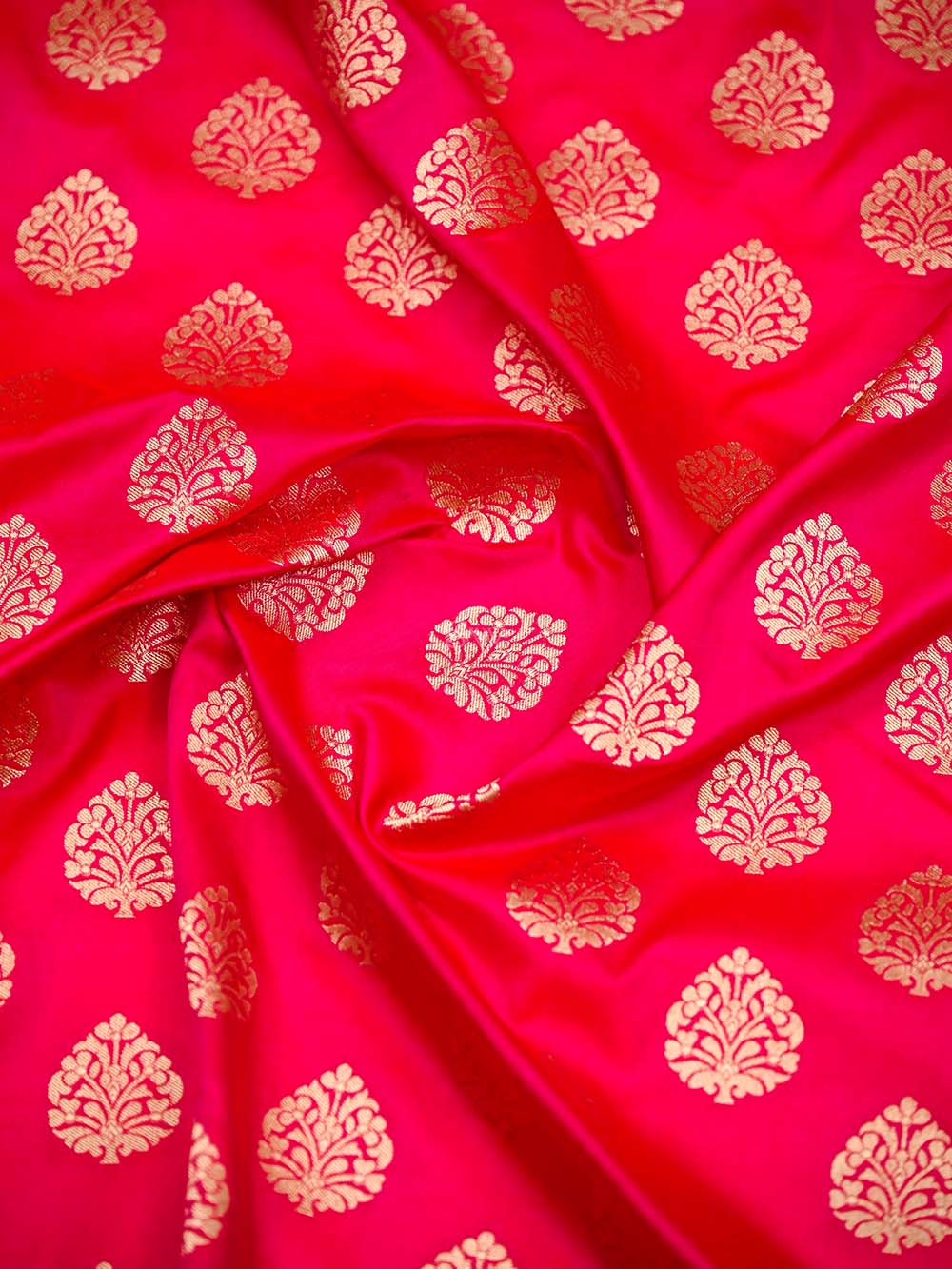 Dark Pink Booti Katan Silk Uppada Handloom Banarasi Saree - Sacred Weaves